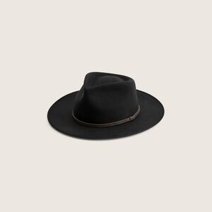 Will + Bear Calloway Black Wool Wide Brim Fedora Hat NWT Size Small